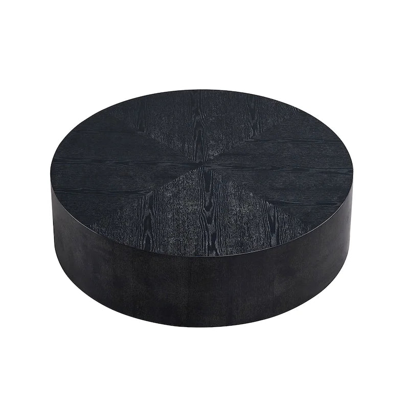 35.43 Inch Modern Round Coffee Table MDF Coffee Table for Living Room,Drum Center Table for Apartment,No Need Assembly