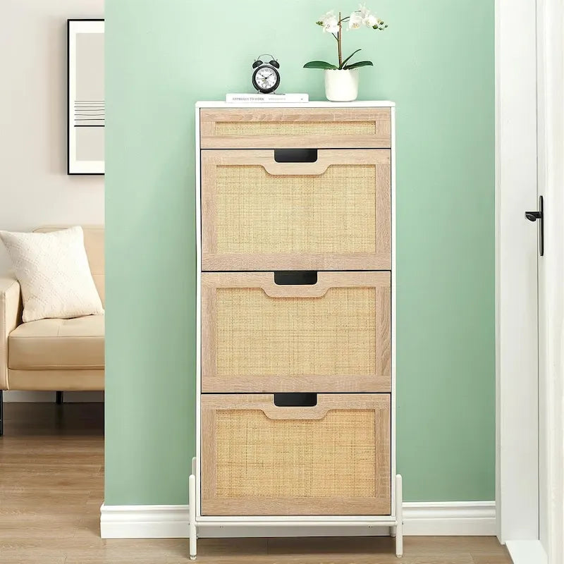 Rattan Shoe Cabinet for Entryway