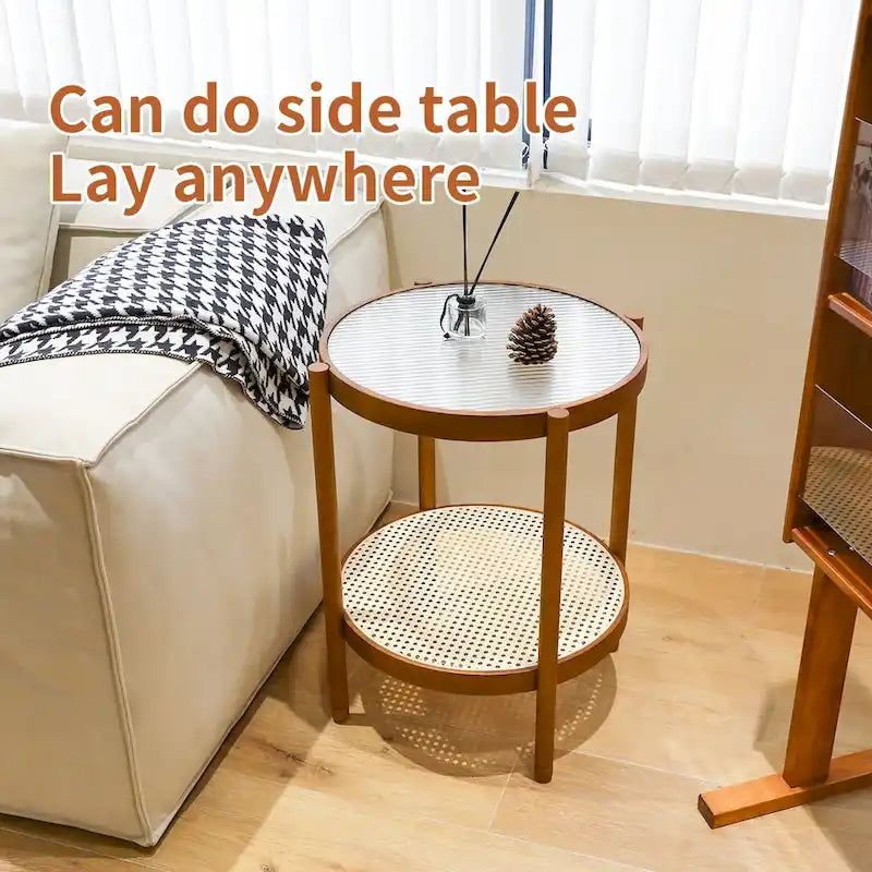 Modern Farmhouse Coffee Table Set Nesting Round Wooden Table Side Table Set for Living Room, Bedroom