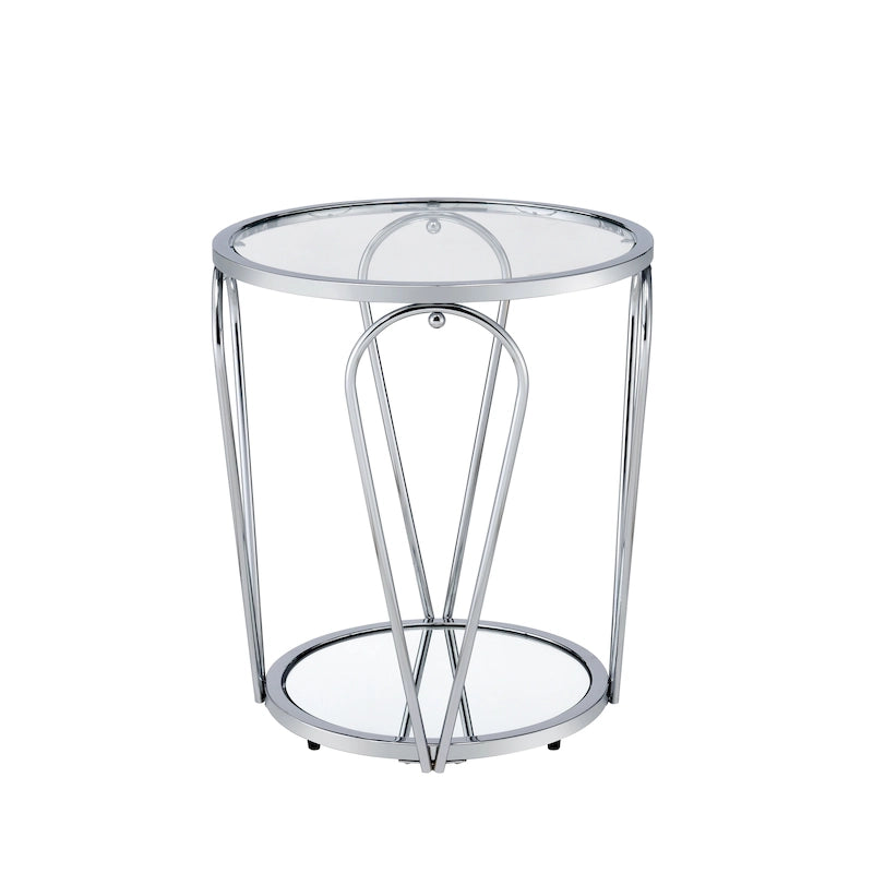 Gables Glam 20-inch Glass Top 1-Shelf End Table by Furniture of America