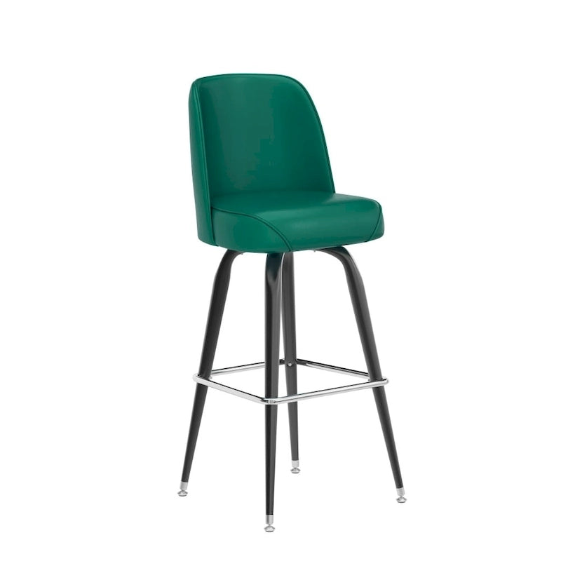 Metal Barstool with Swivel Vinyl Upholstered Bucket Seat and Footrest - 18.5D x 18.5W x 42.5H