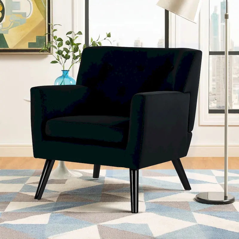 Velvet Upholstered Armchair Tufted Accent Chair for Living Room - 28.35W x 27.56D x 30.71H