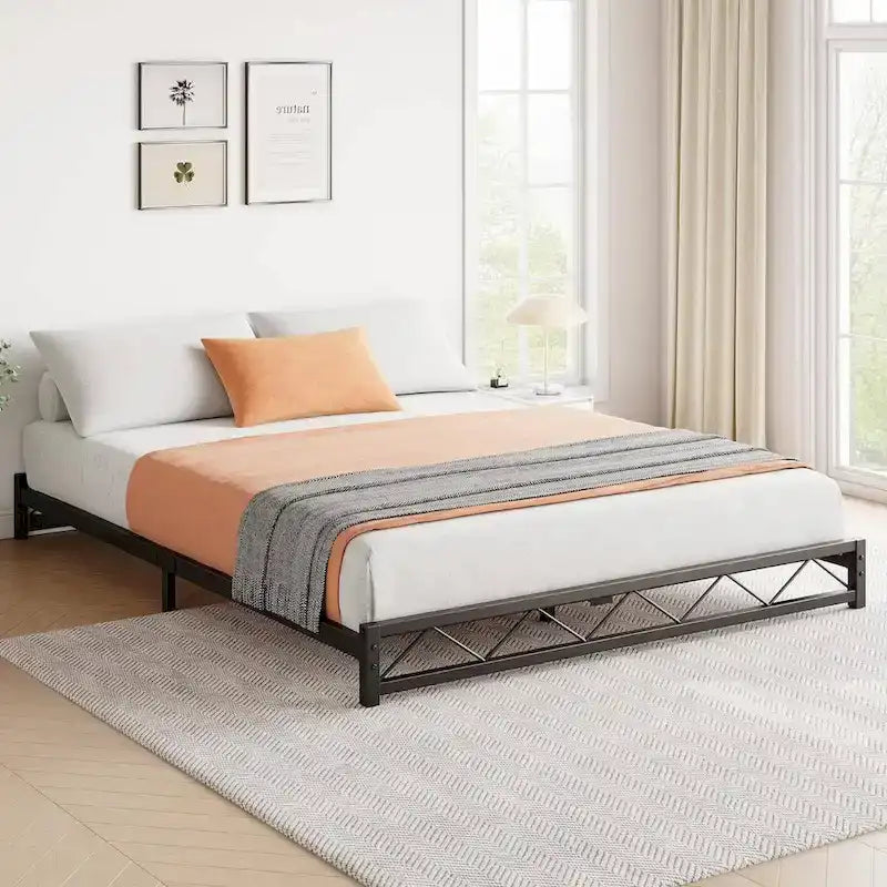 Easy Assembly Full Size Bed Frame with Steel Slat Support