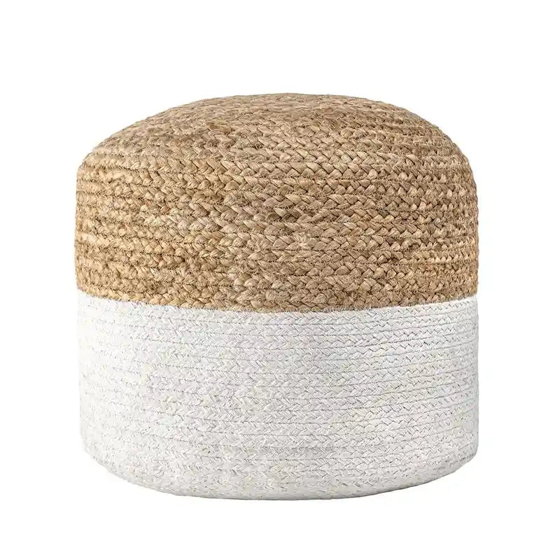 Nuloom Janus Braided Jute Ottoman Pouf