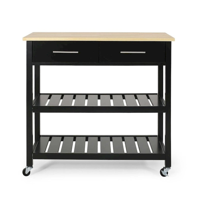 Modern White Wood Kitchen Cart with Wheels Drawers and Shelves by Christopher Knight Home