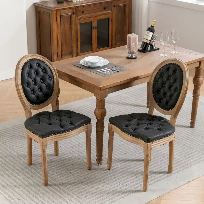 Wood Frame Dining Chair with Nailhead Trim,Set of 2