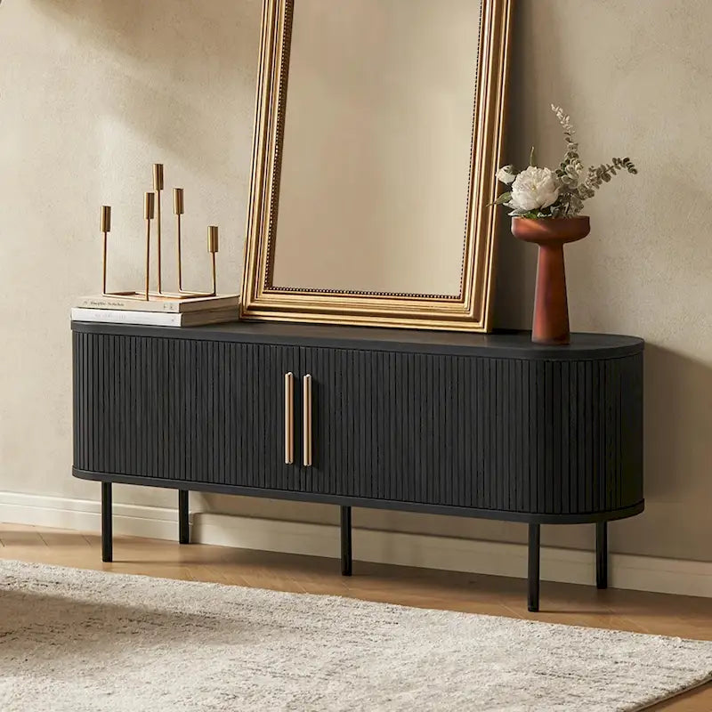 mopio Quin 59 Tambour TV Stand, Fluted Entertainment Center