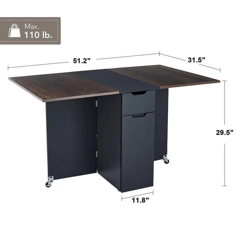 Foldable Kitchen Table Extendable Drop Leaf Dining Table