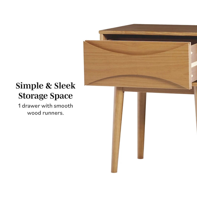 Middlebrook Designs Mid-Century Curved-Drawer Nightstand