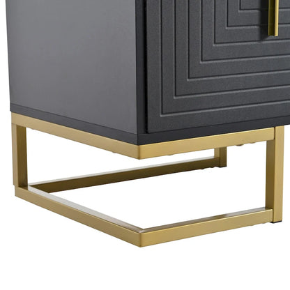 Black+Gold 70.8 TV Stand with Gold Handles & Cabinets for 80 TVs
