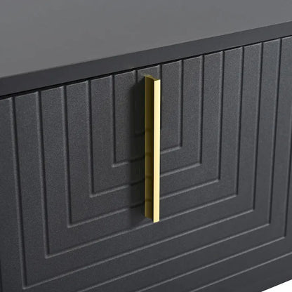 Black+Gold 70.8 TV Stand with Gold Handles & Cabinets for 80 TVs