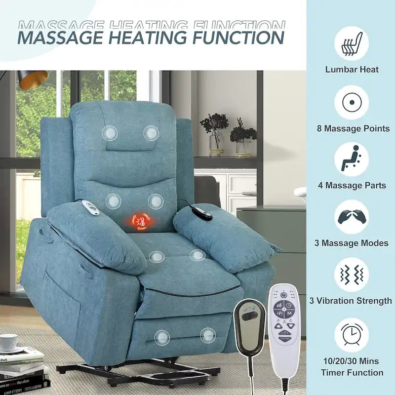Massage Recliner Chair for Seniors-Power Lift,Adjustable Massage,Heating Features,Infinite Position Reclining,and Side Pocket