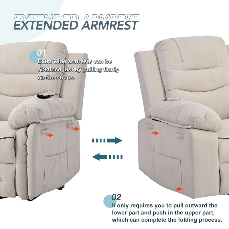 Massage Recliner Chair for Seniors-Power Lift,Adjustable Massage,Heating Features,Infinite Position Reclining,and Side Pocket