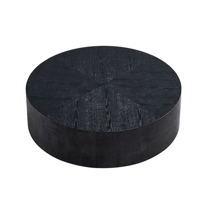 35.43 Inch Modern Round Coffee Table MDF Coffee Table for Living Room,Drum Center Table for Apartment,No Need Assembly