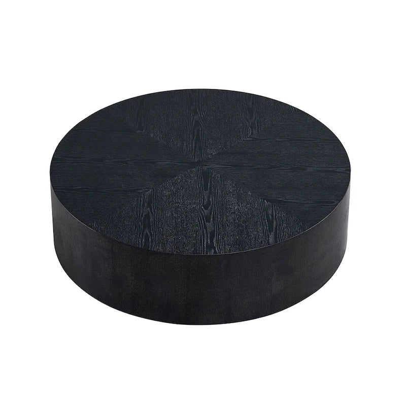 35.43 Inch Modern Round Coffee Table MDF Coffee Table for Living Room,Drum Center Table for Apartment,No Need Assembly