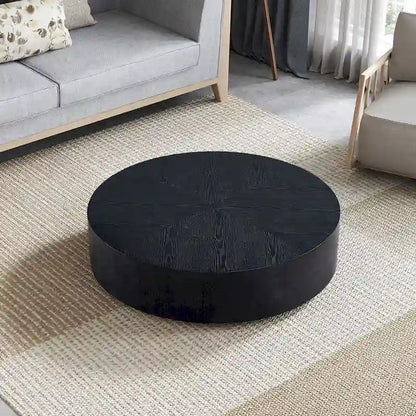 35.43 Inch Modern Round Coffee Table MDF Coffee Table for Living Room,Drum Center Table for Apartment,No Need Assembly
