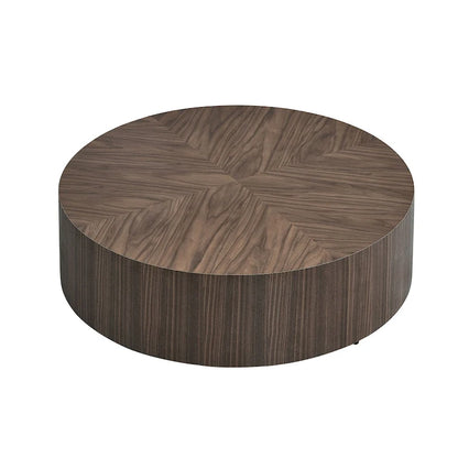 35.43 Inch Modern Round Coffee Table MDF Coffee Table for Living Room,Drum Center Table for Apartment,No Need Assembly