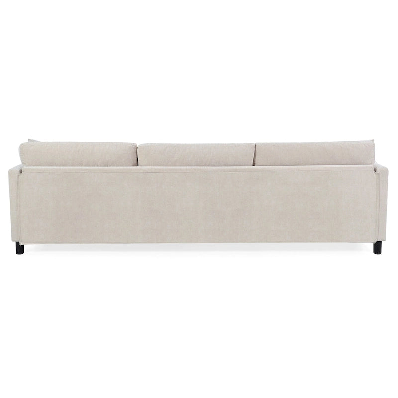 Beige 107.87 4-Seater Sofa with Movable Ottoman & Storage