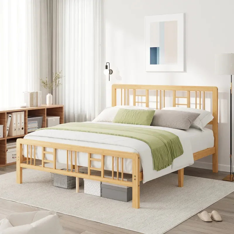 Wood Bed Frame with headboard and footboard