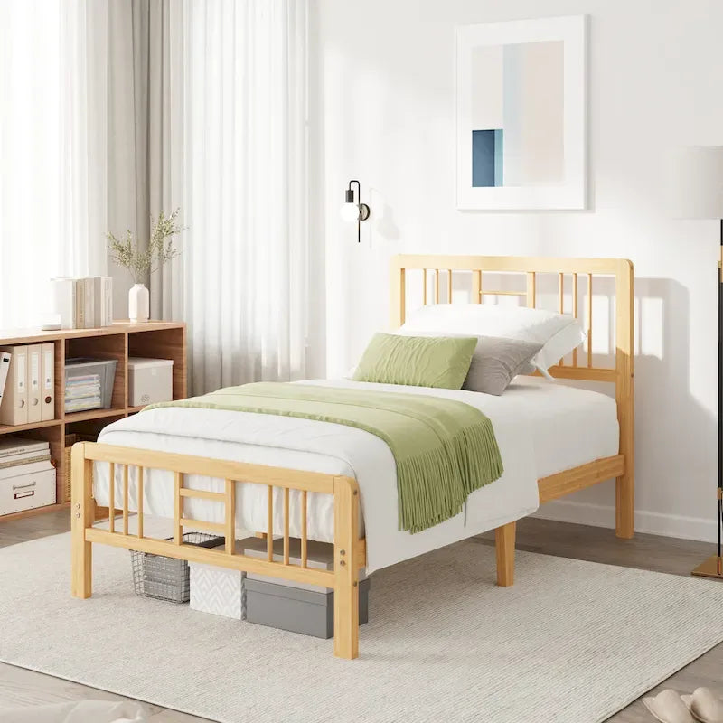 Wood Bed Frame with headboard and footboard