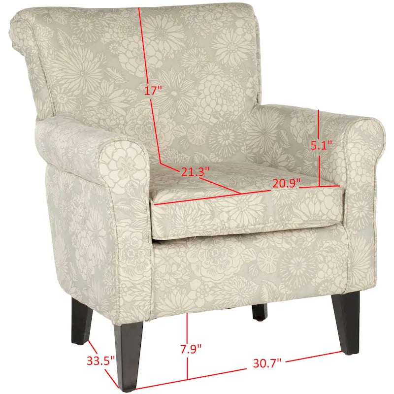 SAFAVIEH Gramercy Garden Motif Grey Club Chair - 30W x 33D x 32H
