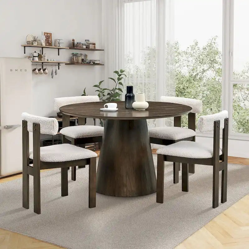 Modern Set of 2 Chairs with Wooden Legs, Soft Upholstered Seat and Cushion, Suitable for Dining Room and Living Room