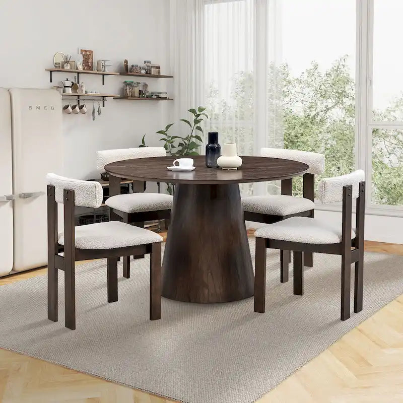 Modern Set of 2 Chairs with Wooden Legs, Soft Upholstered Seat and Cushion, Suitable for Dining Room and Living Room