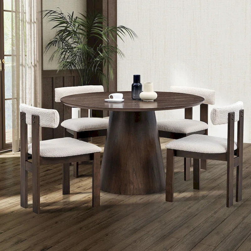 Modern Set of 2 Chairs with Wooden Legs, Soft Upholstered Seat and Cushion, Suitable for Dining Room and Living Room