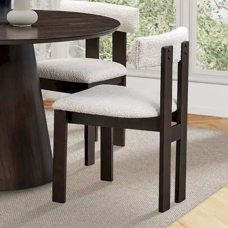Modern Set of 2 Chairs with Wooden Legs, Soft Upholstered Seat and Cushion, Suitable for Dining Room and Living Room