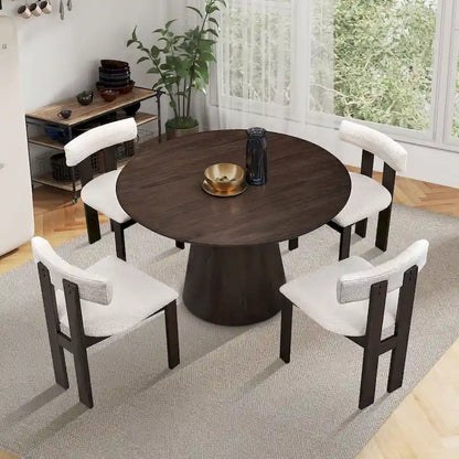 Modern Set of 2 Chairs with Wooden Legs, Soft Upholstered Seat and Cushion, Suitable for Dining Room and Living Room