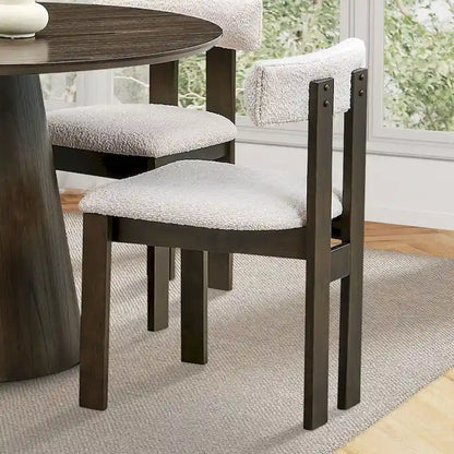 Modern Set of 2 Chairs with Wooden Legs, Soft Upholstered Seat and Cushion, Suitable for Dining Room and Living Room