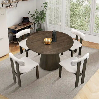 Modern Set of 2 Chairs with Wooden Legs, Soft Upholstered Seat and Cushion, Suitable for Dining Room and Living Room