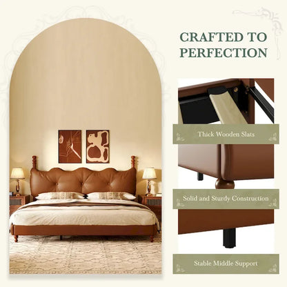 Calka Luxury Upholstered PU Leather Bed by Christopher Knight Home