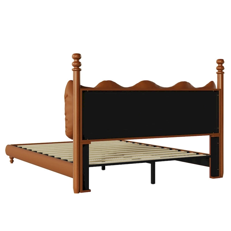Calka Luxury Upholstered PU Leather Bed by Christopher Knight Home