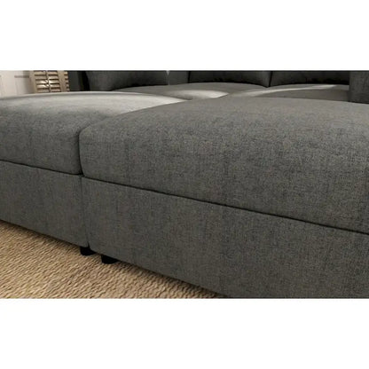 Christopher Knight Home - Stellar Modular U-Shaped Sectional Sofa Bed with Storage, 6 Seats, Ottoman, and Chenille Fabric