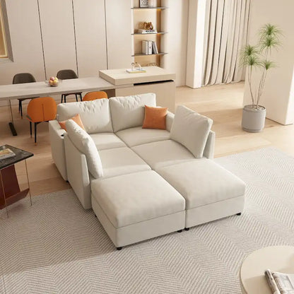 Christopher Knight Home - Stellar Modular U-Shaped Sectional Sofa Bed with Storage, 6 Seats, Ottoman, and Chenille Fabric