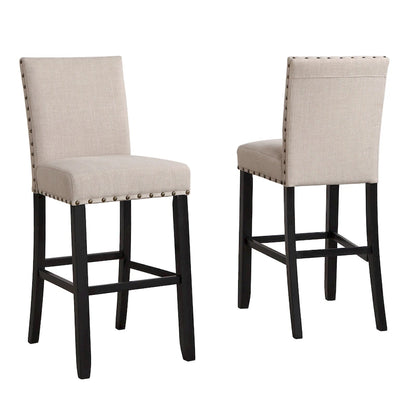 3-Piece Bar Height Dining Table and Chair Set Patio Dining Table and Chair Sets with Studded Trim and Storage for Living Room