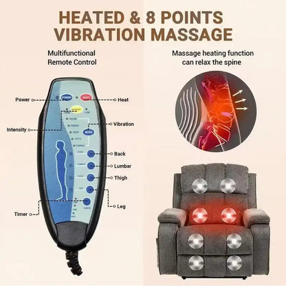 Power Lift Recliner with Extended Footrest,Overstuffed Chenille Dual Motor Recliners with Heat/Message,USB Type C Charging