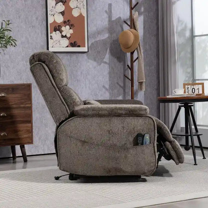 Power Lift Recliner with Extended Footrest,Overstuffed Chenille Dual Motor Recliners with Heat/Message,USB Type C Charging