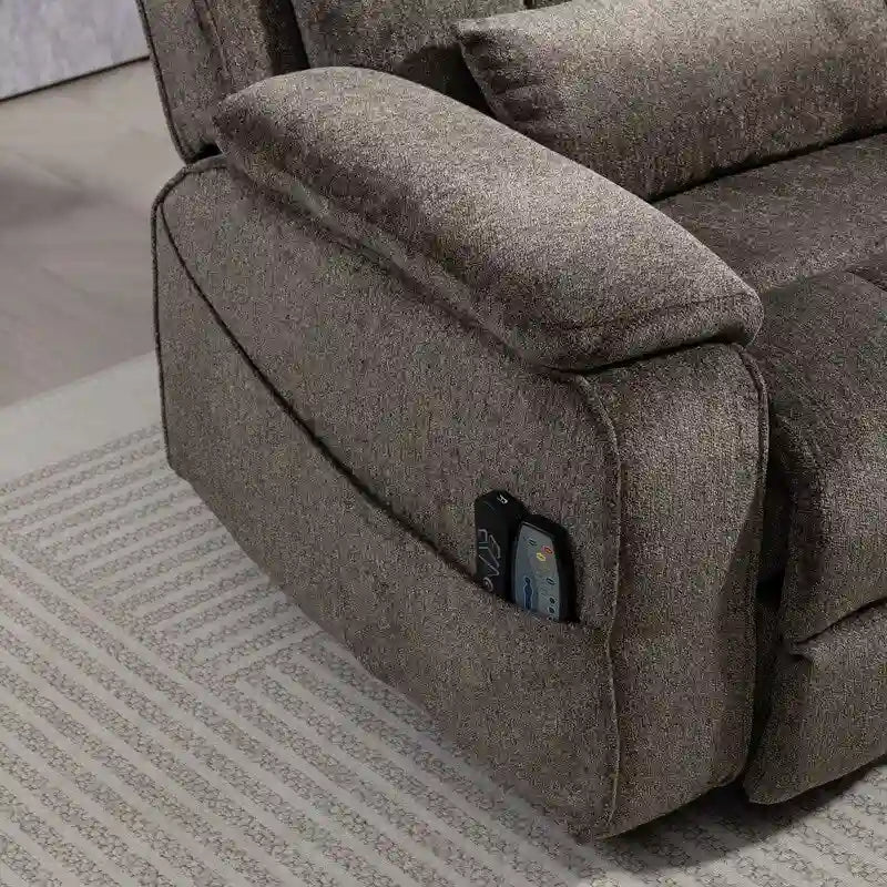 Power Lift Recliner with Extended Footrest,Overstuffed Chenille Dual Motor Recliners with Heat/Message,USB Type C Charging