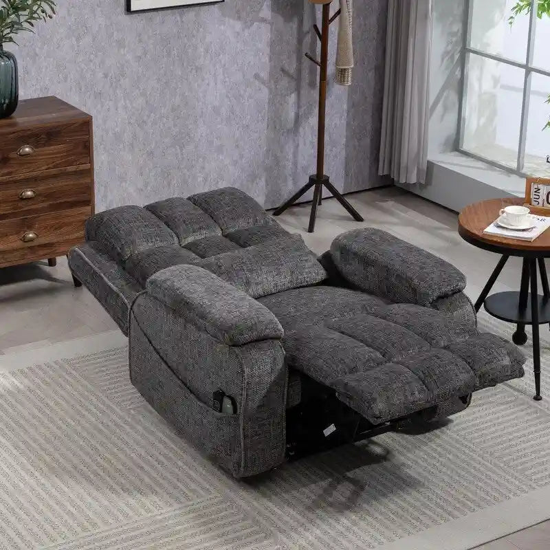 Power Lift Recliner with Extended Footrest,Overstuffed Chenille Dual Motor Recliners with Heat/Message,USB Type C Charging