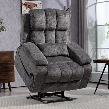 Power Lift Recliner with Extended Footrest,Overstuffed Chenille Dual Motor Recliners with Heat/Message,USB Type C Charging