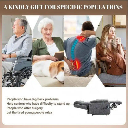 Power Lift Recliner with Extended Footrest,Overstuffed Chenille Dual Motor Recliners with Heat/Message,USB Type C Charging