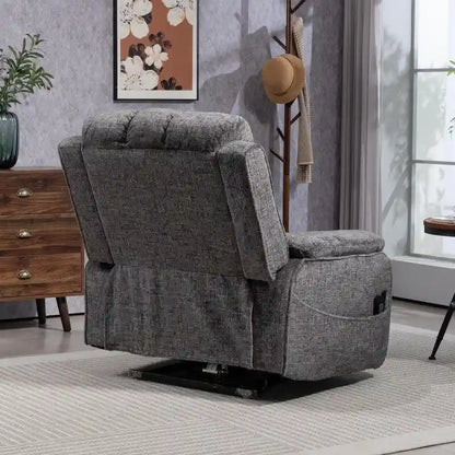Power Lift Recliner with Extended Footrest,Overstuffed Chenille Dual Motor Recliners with Heat/Message,USB Type C Charging