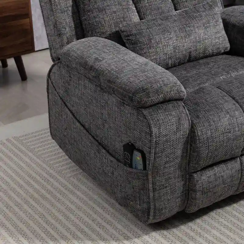 Power Lift Recliner with Extended Footrest,Overstuffed Chenille Dual Motor Recliners with Heat/Message,USB Type C Charging