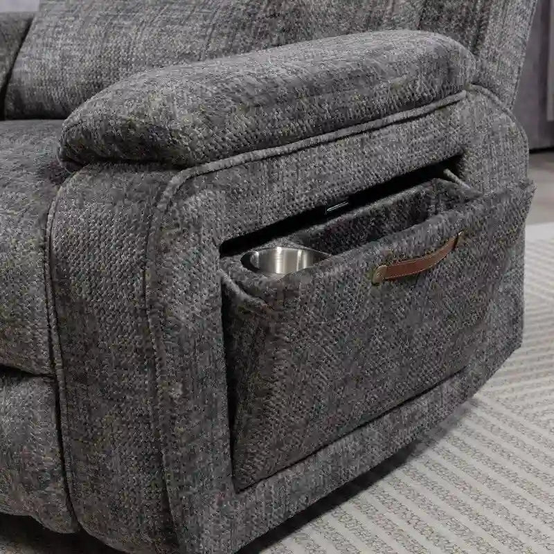 Power Lift Recliner with Extended Footrest,Overstuffed Chenille Dual Motor Recliners with Heat/Message,USB Type C Charging