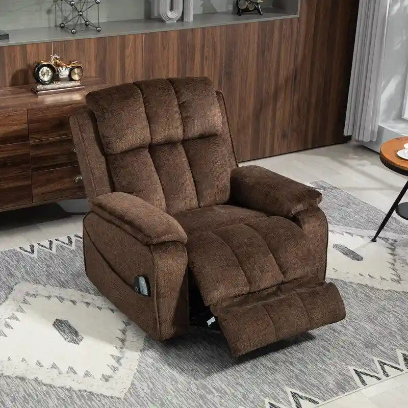 Power Lift Recliner with Extended Footrest,Overstuffed Chenille Dual Motor Recliners with Heat/Message,USB Type C Charging