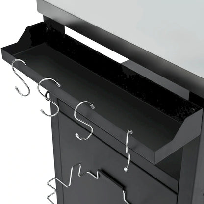 Outdoor Kitchen Island With Stainless Steel Tabletop,Metal Grill Cart Table With Storage Cabinet - N/A