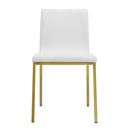 Scott Side Chair in White with Matte Brushed Gold Legs - Set of 2