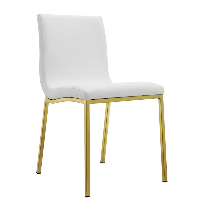 Scott Side Chair in White with Matte Brushed Gold Legs - Set of 2